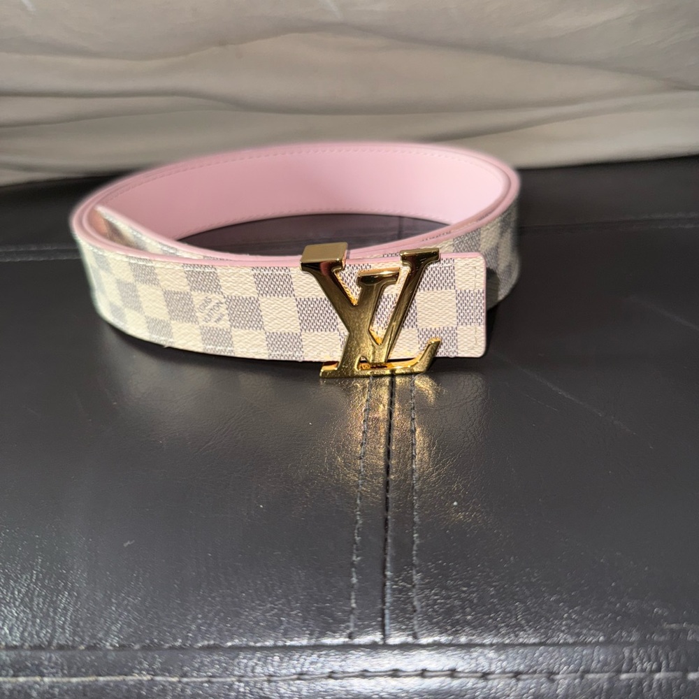 Louis Vuitton Checkered Pink and Gold Belt
